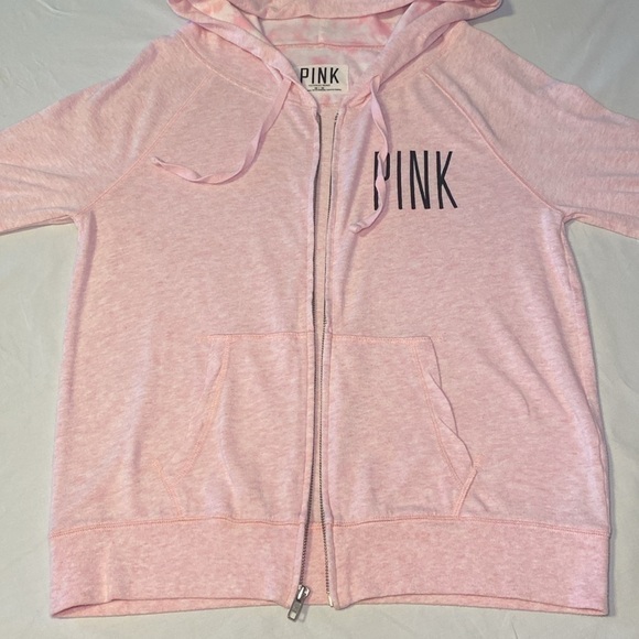 Victoria Secret PINK Lightweight Light Pink Perfect Zip Hoodie Size Medium EUC - Picture 8 of 14